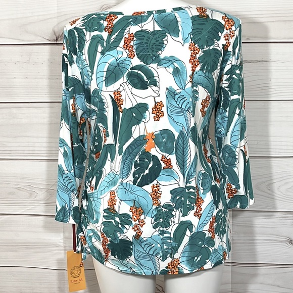 NWT Turquoise & White Tropical Ruby Rd Tunic Top Size XL - Picture 5 of 8